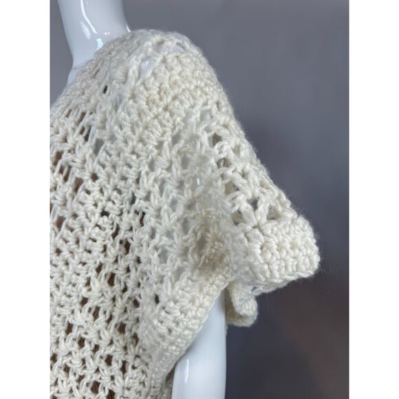 Handmade Crochet Vintage Vest  OS Cream  Crochet Polyester Blend - Picture 4 of 16